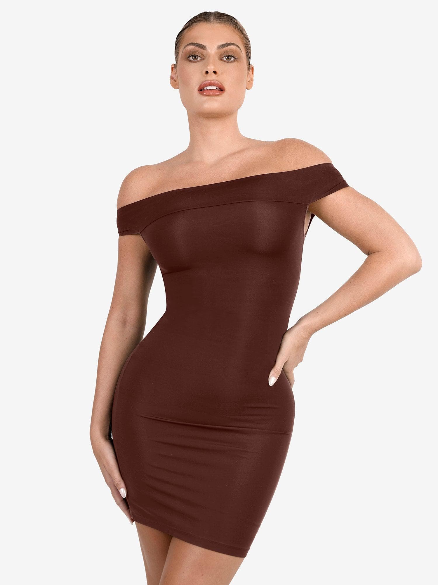 Shapewear Off-the-Shoulder Bodycon Mini Dress - Image 8