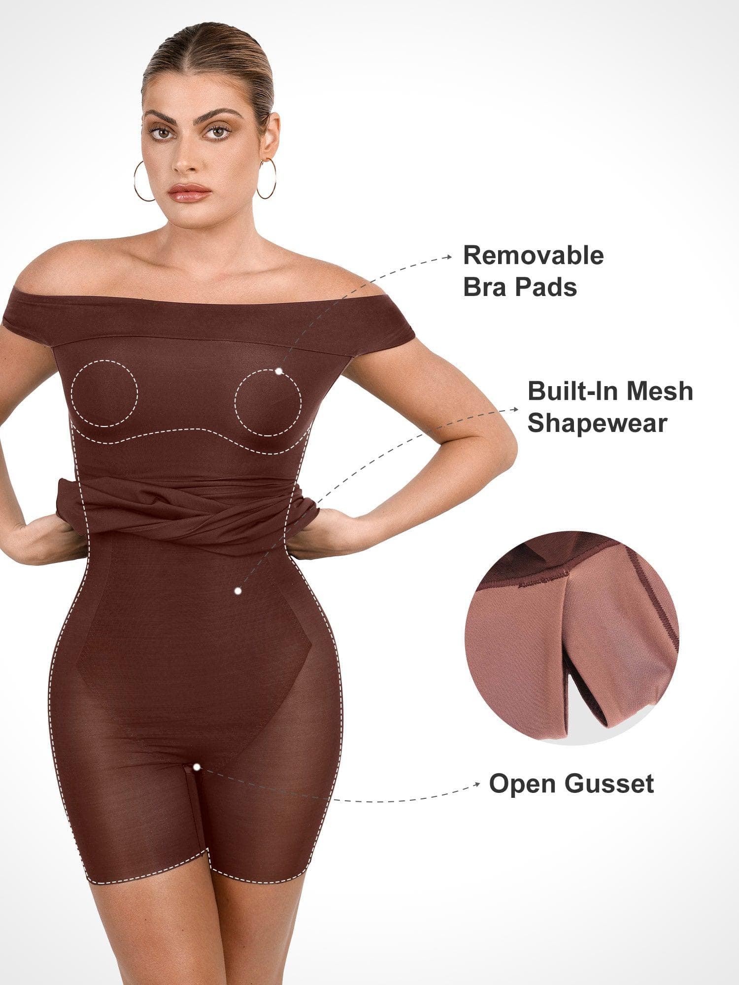 Shapewear Off-the-Shoulder Bodycon Mini Dress - Image 9