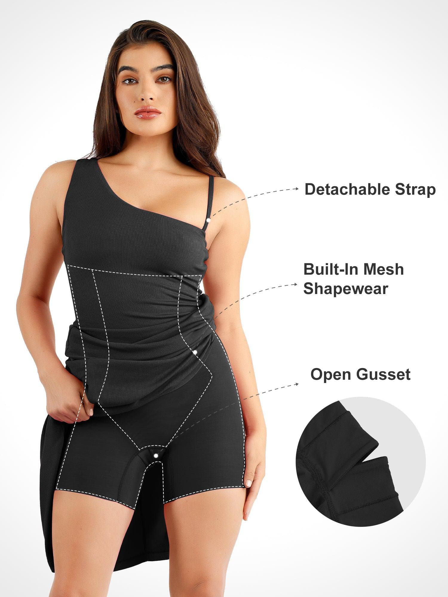 Shapewear Modal One Shoulder Front Slit Slimming Maxi Dress - Image 11