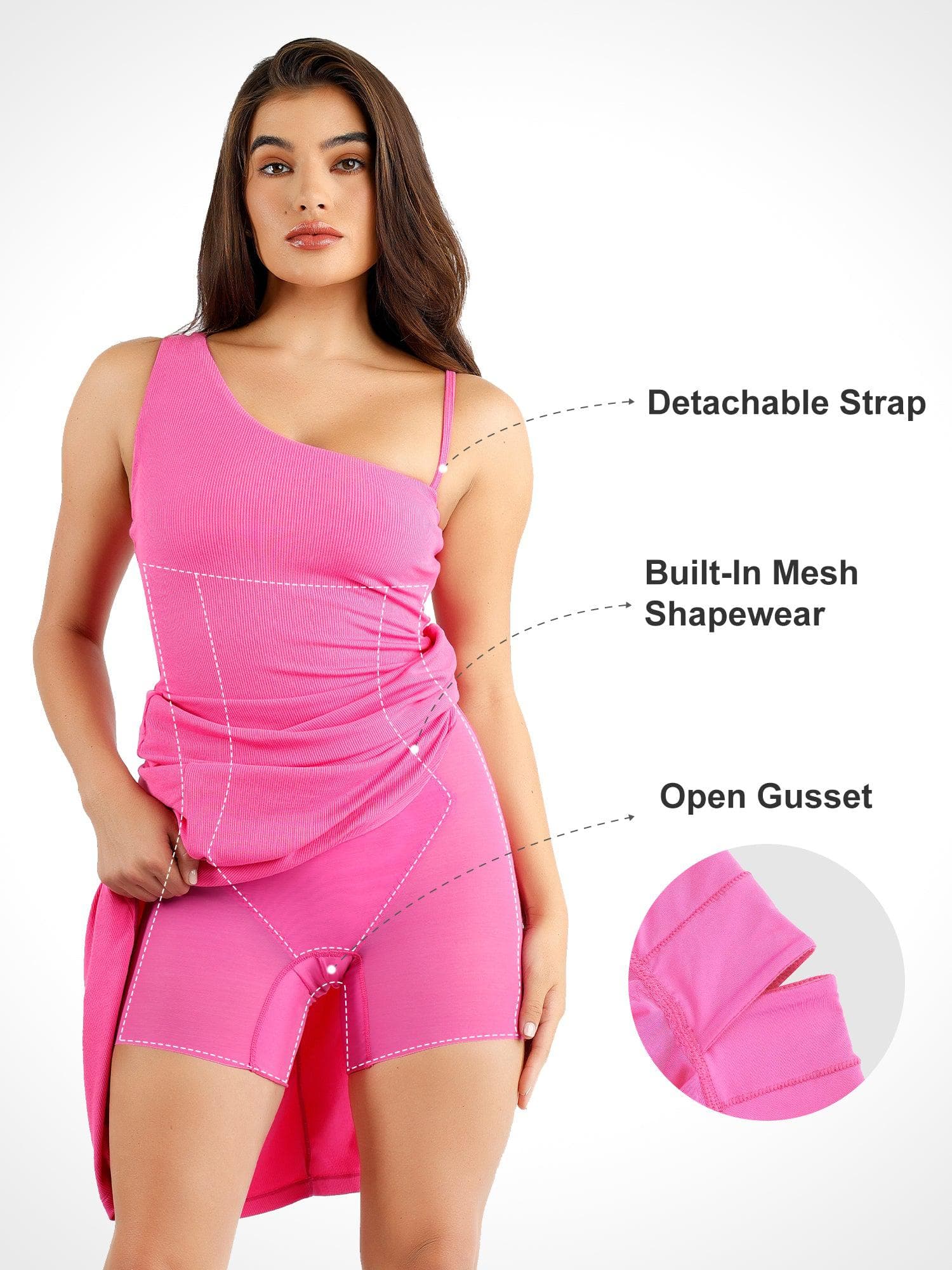 Shapewear Modal One Shoulder Front Slit Slimming Maxi Dress - Image 2