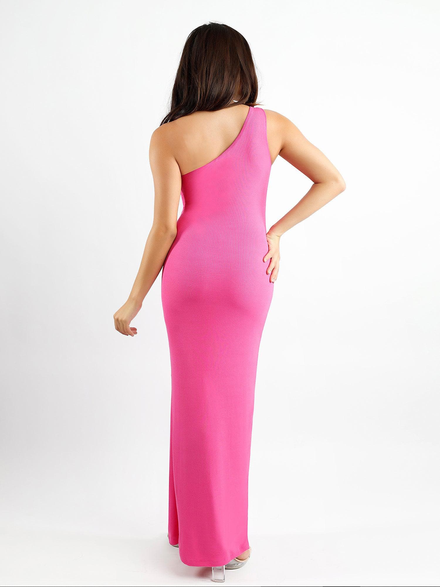 Shapewear Modal One Shoulder Front Slit Slimming Maxi Dress - Image 4