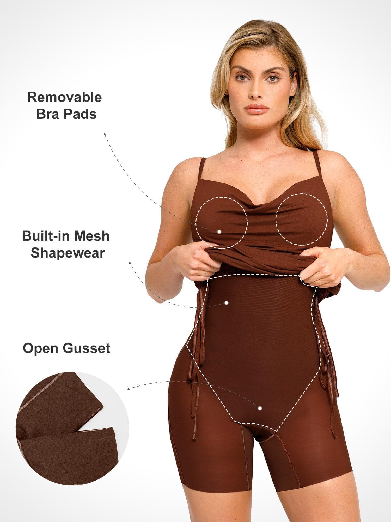Shapewear Ruched Modal Bodycon Mini Slip Dress - Image 2