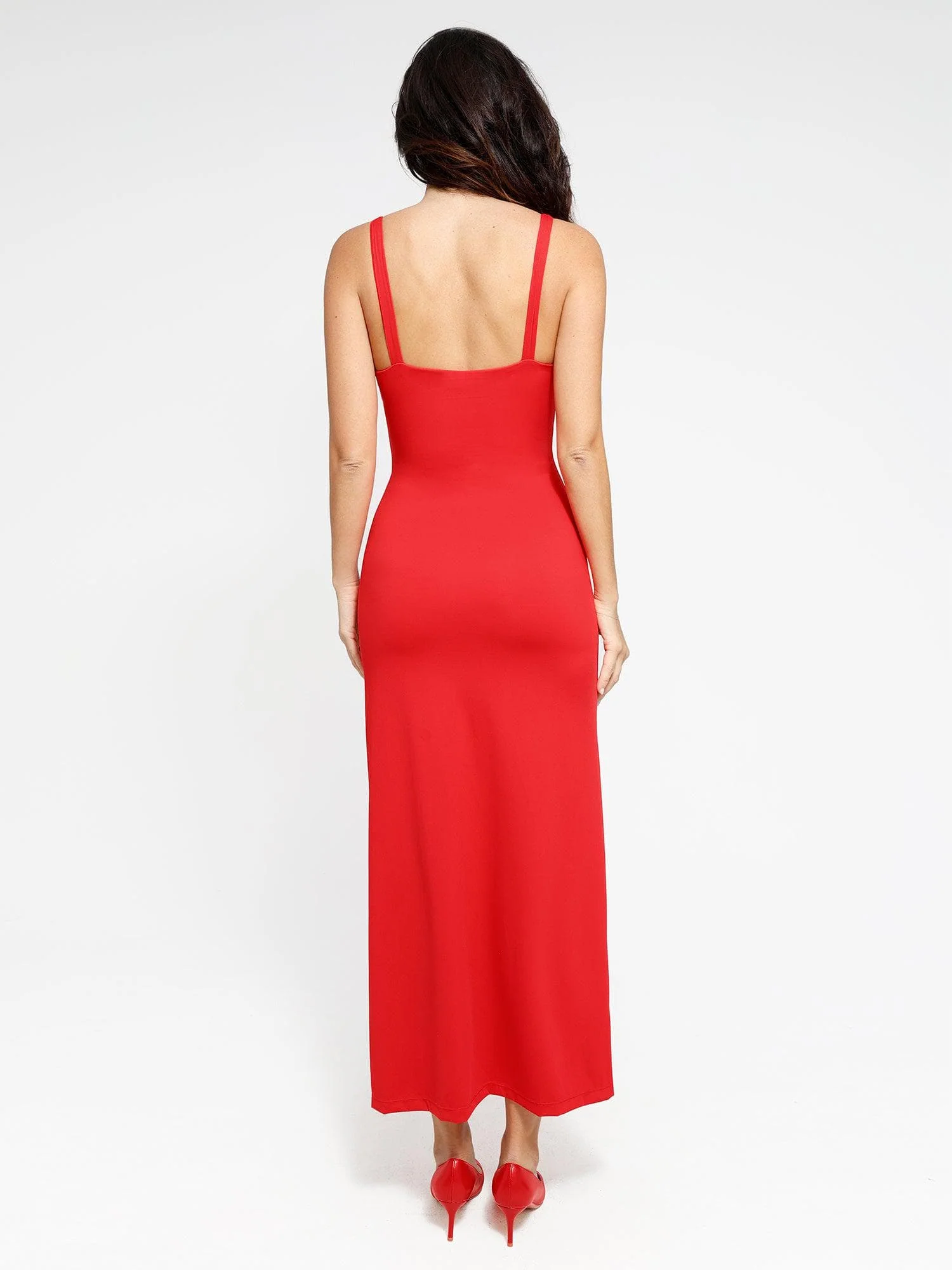 Shapewear Ruched Side Slit Slimming Maxi Slip Dress - Image 14