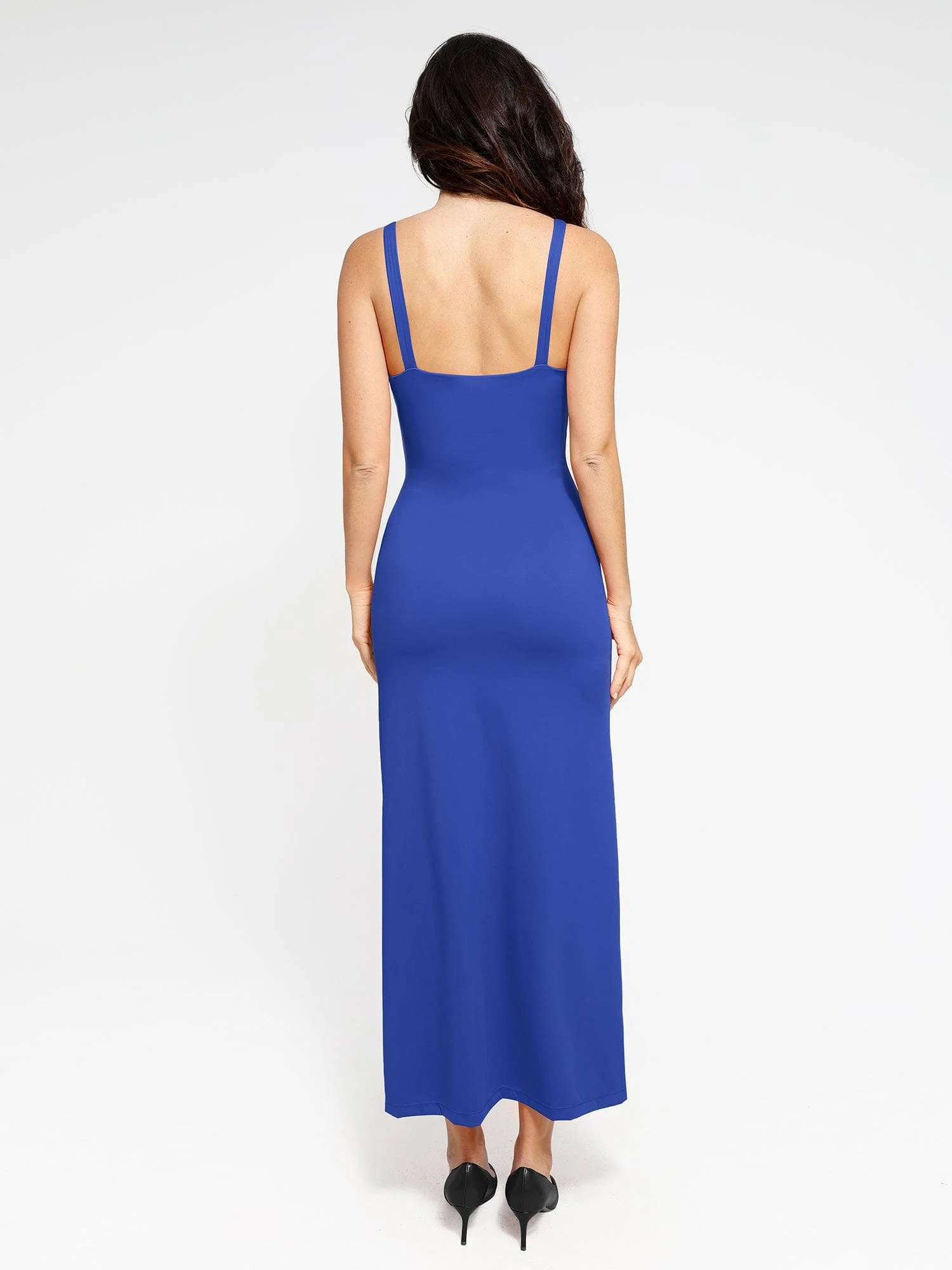 Shapewear Ruched Side Slit Slimming Maxi Slip Dress - Image 19