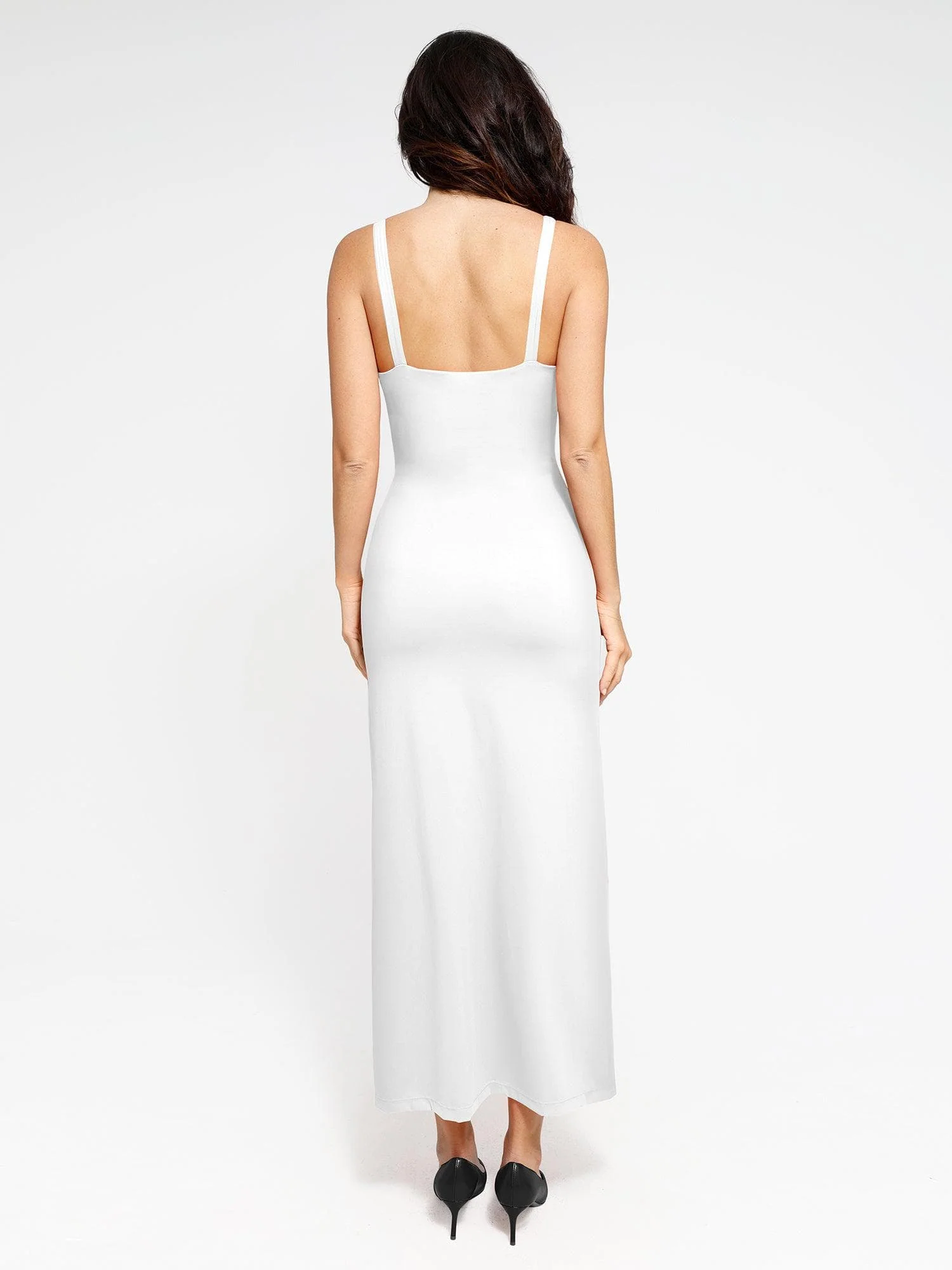 Shapewear Ruched Side Slit Slimming Maxi Slip Dress - Image 4