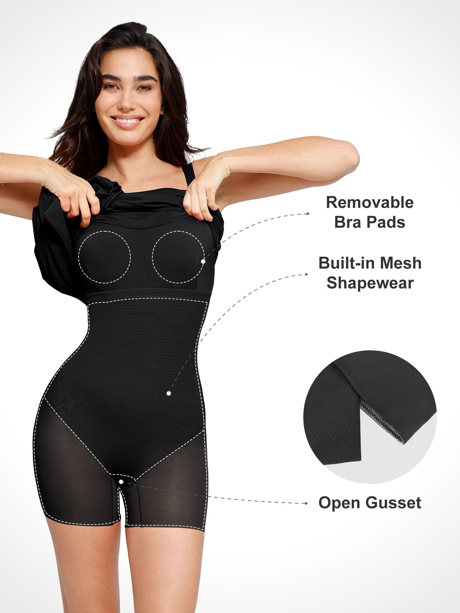 Shapewear Ruched Side Slit Slimming Maxi Slip Dress - Image 7