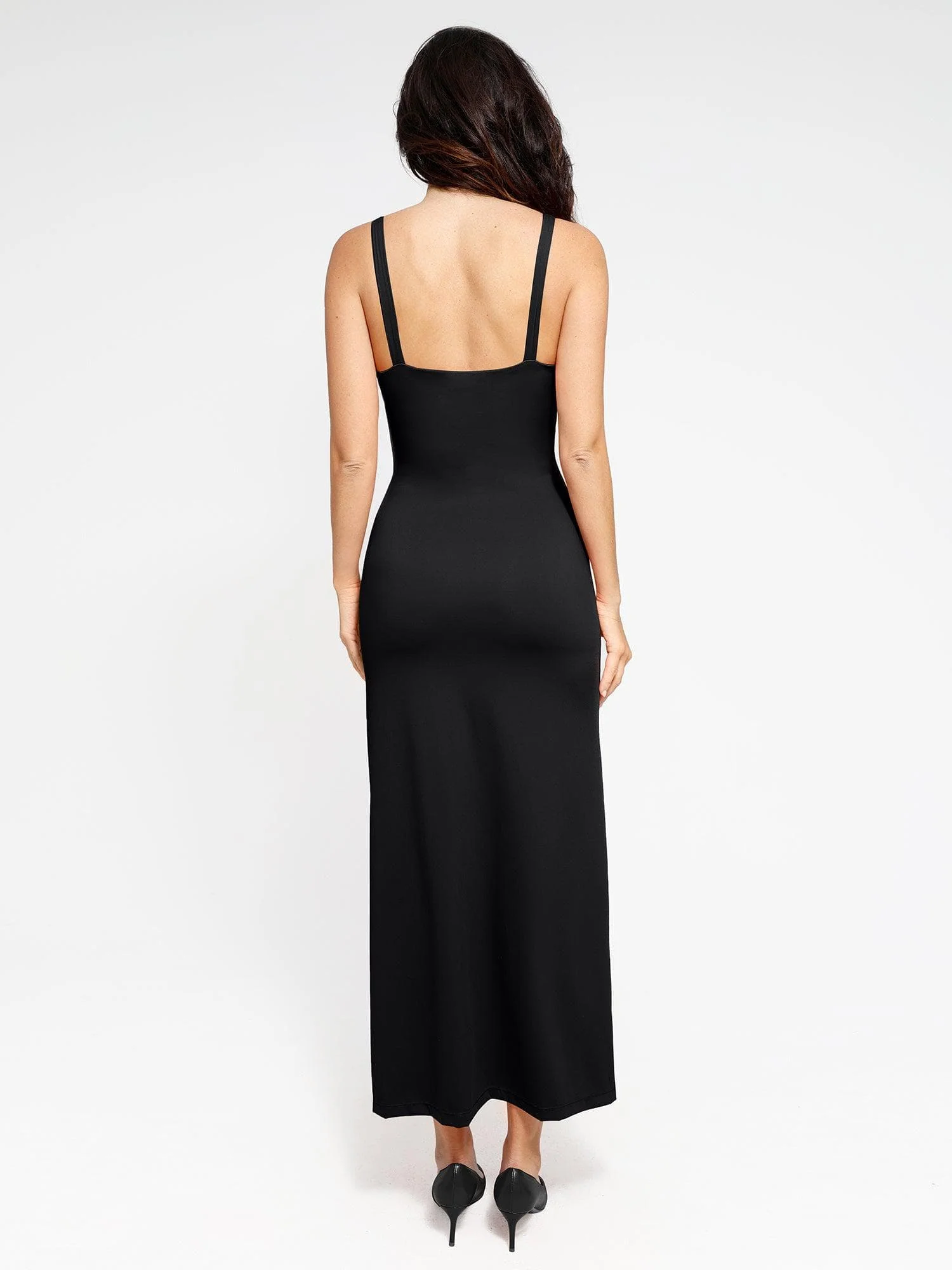 Shapewear Ruched Side Slit Slimming Maxi Slip Dress - Image 9