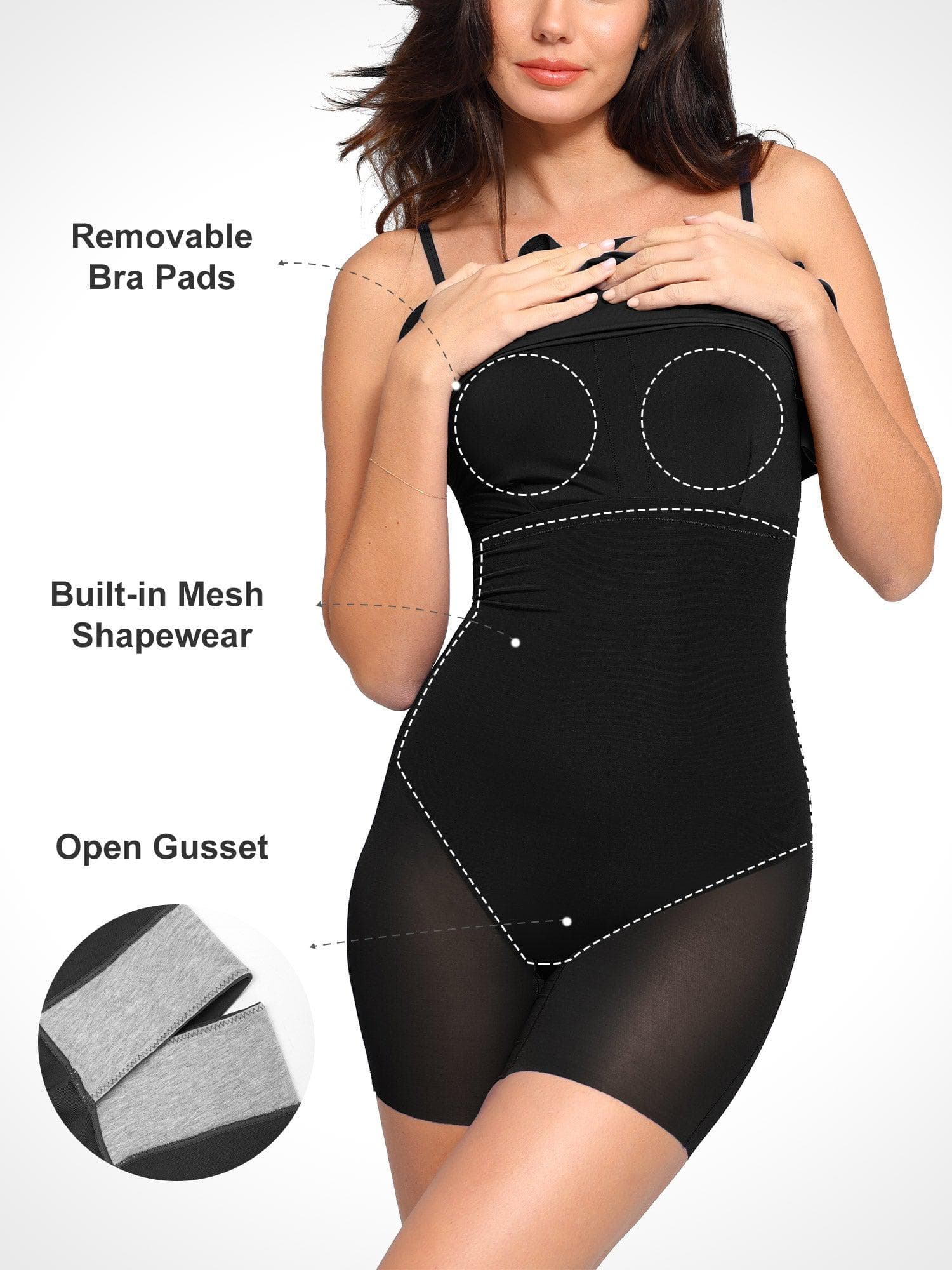Shapewear Slimming Midi Dress and Sheer Mesh Overlay Set - Image 3