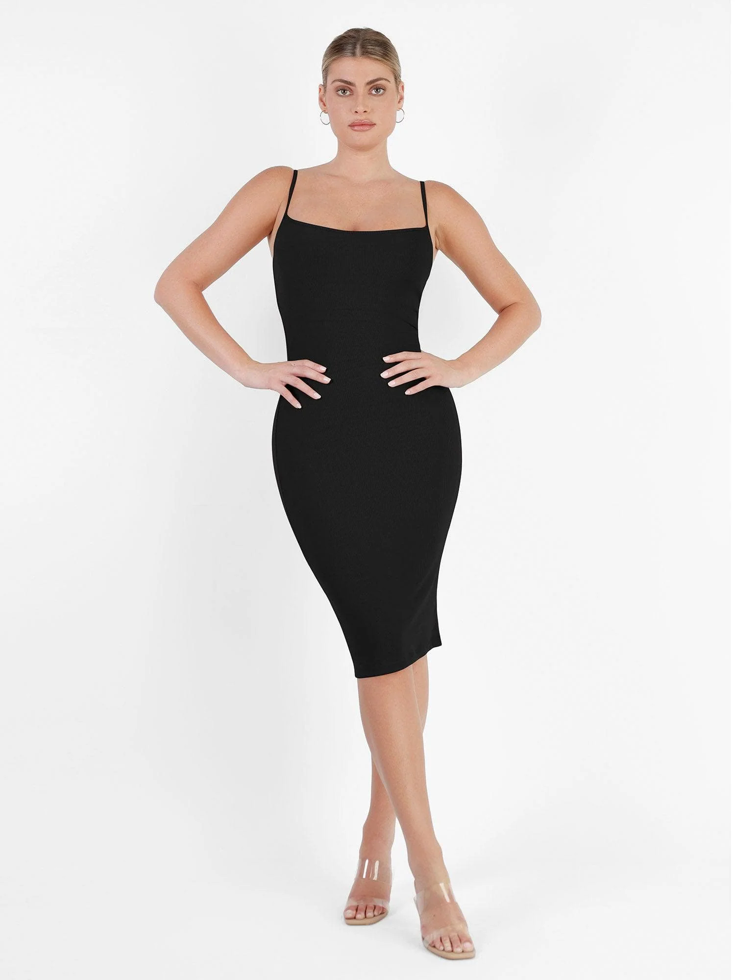 Shapewear Solid Modal Slimming Midi Slip Dress - Image 19