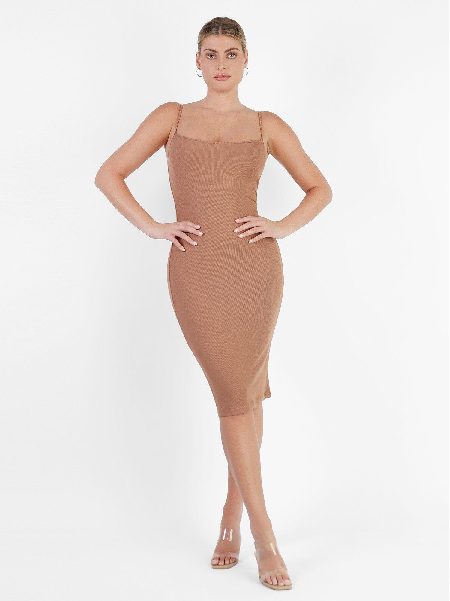 Shapewear Solid Modal Slimming Midi Slip Dress - Image 29