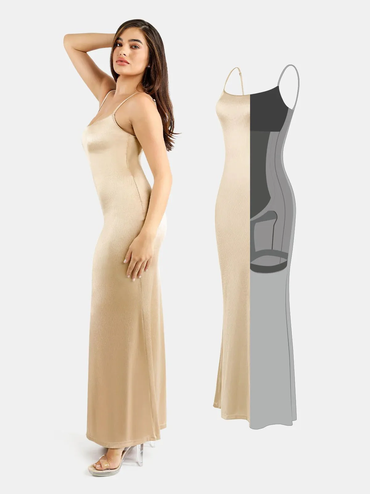 Shapewear Shine Slimming Tummy Control Maxi Slip Dress - Image 6