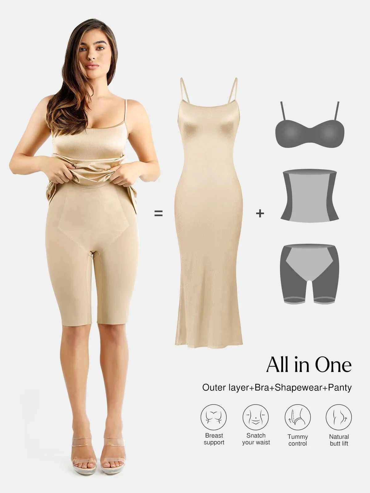 Shapewear Shine Slimming Tummy Control Maxi Slip Dress - Image 8