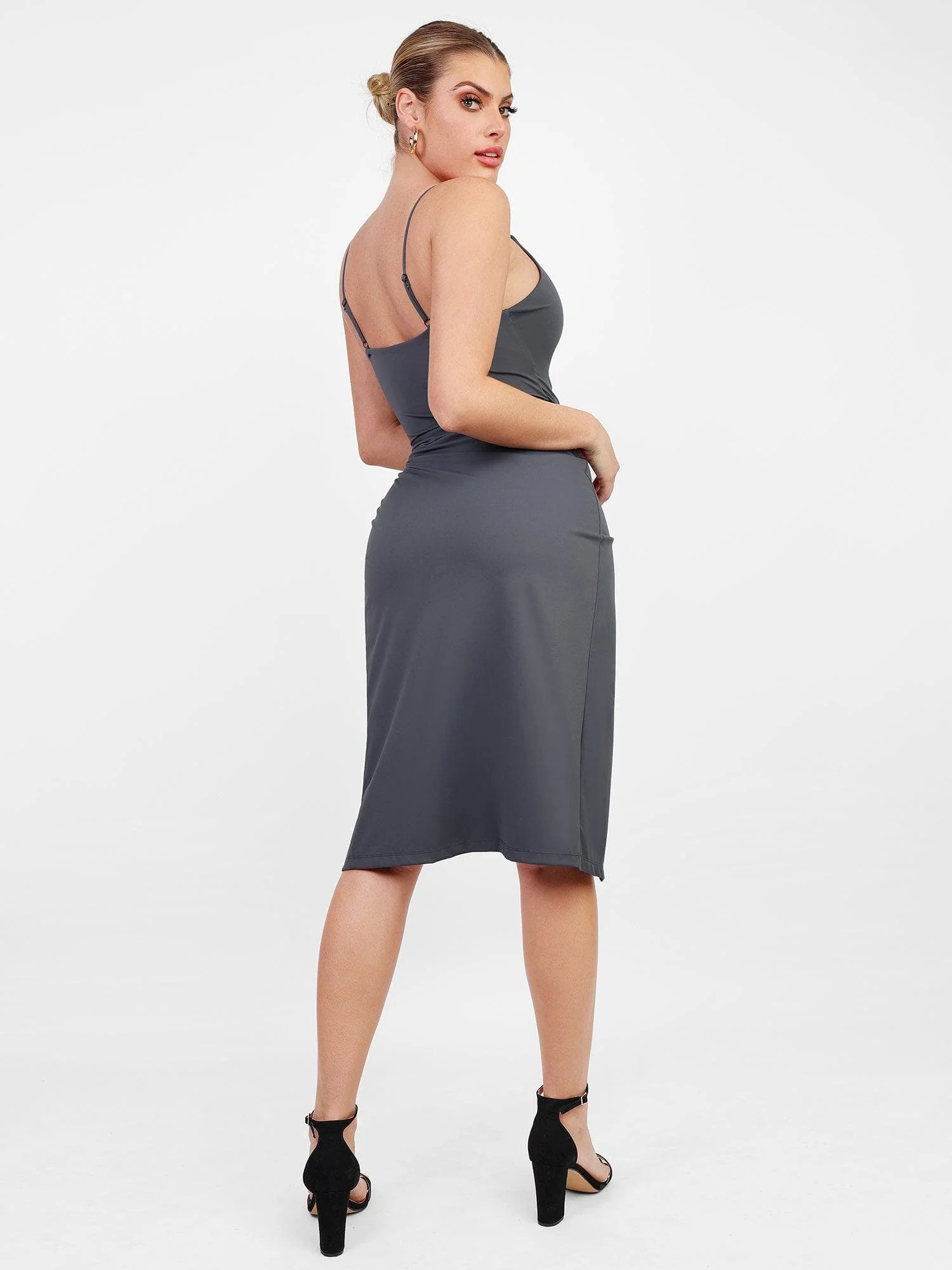 Shapewear Sculpting Wrap Midi Slip Dress - Image 3