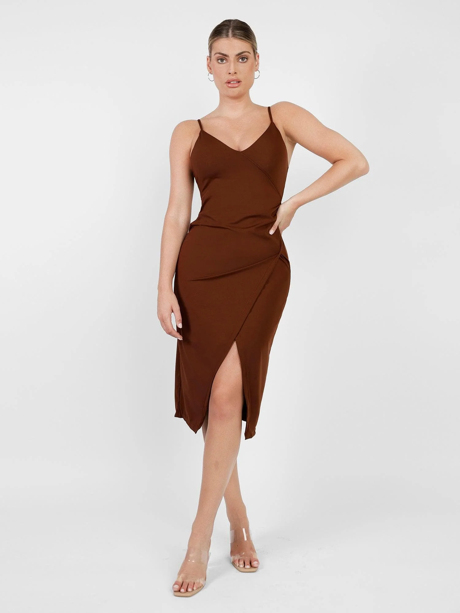 Shapewear Sculpting Wrap Midi Slip Dress - Image 4