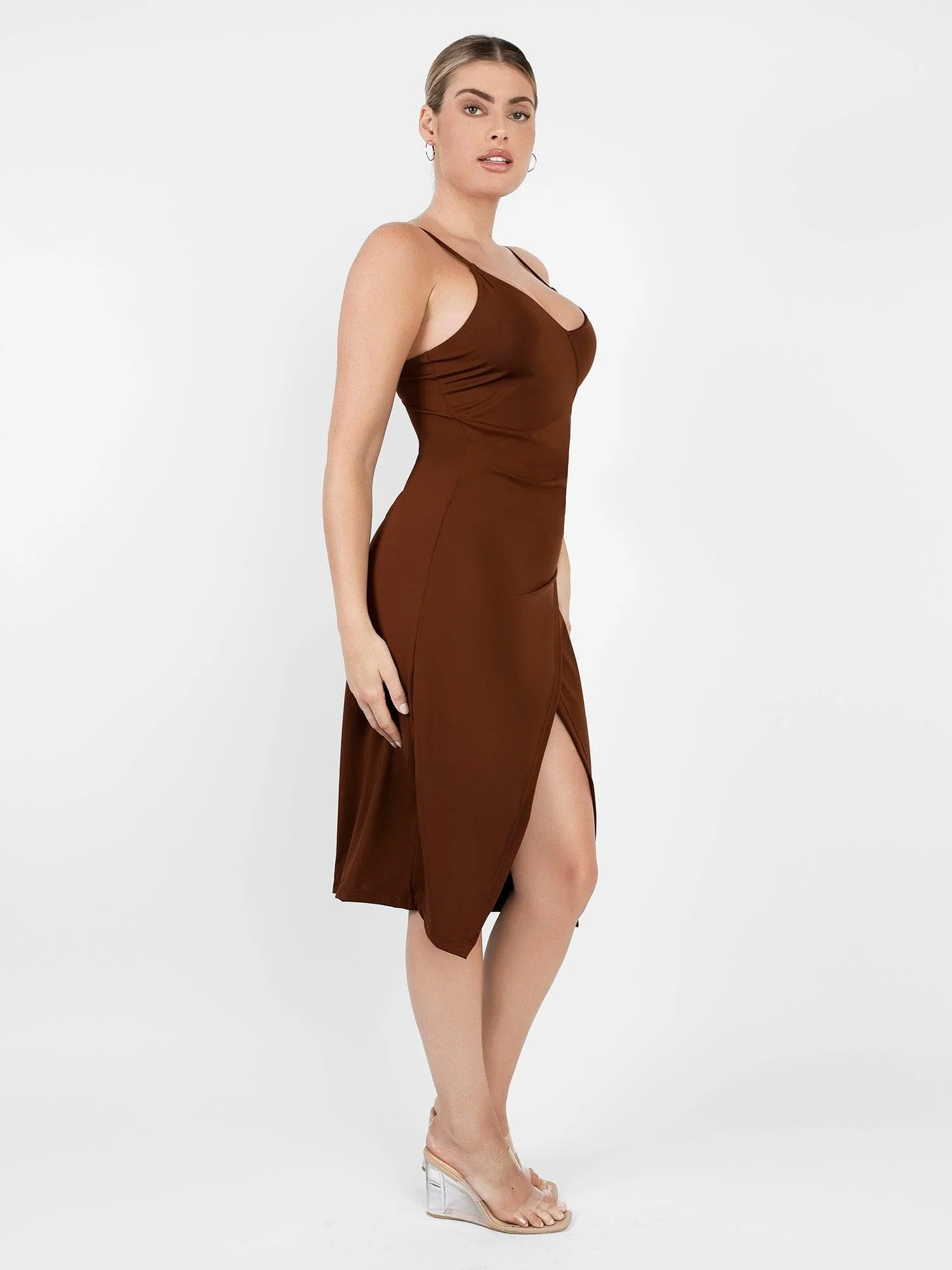 Shapewear Sculpting Wrap Midi Slip Dress - Image 6