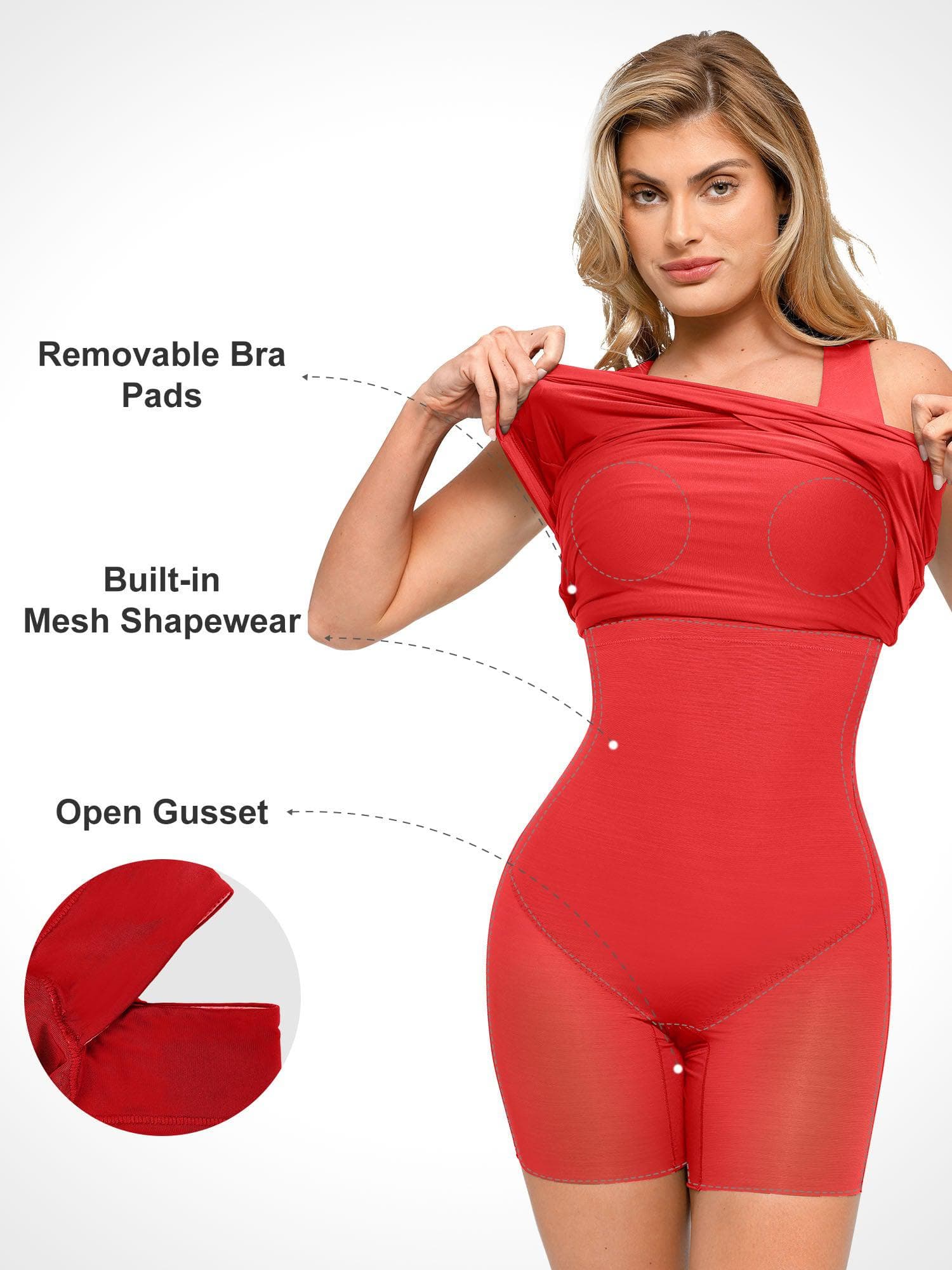 Shapewear Square Neck Sleeveless Ruched Bodycon Mini Dress - Image 11
