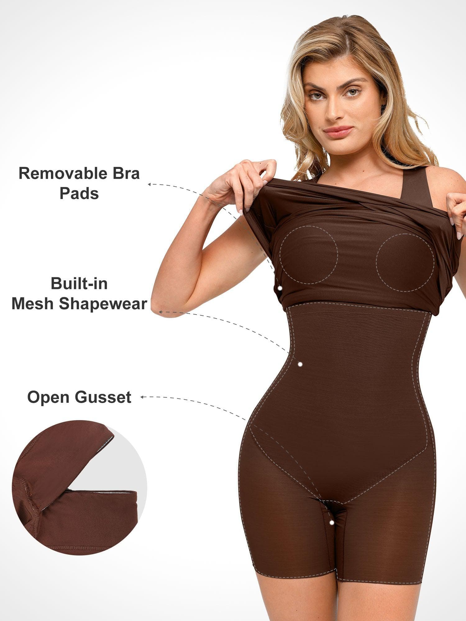 Shapewear Square Neck Sleeveless Ruched Bodycon Mini Dress - Image 16