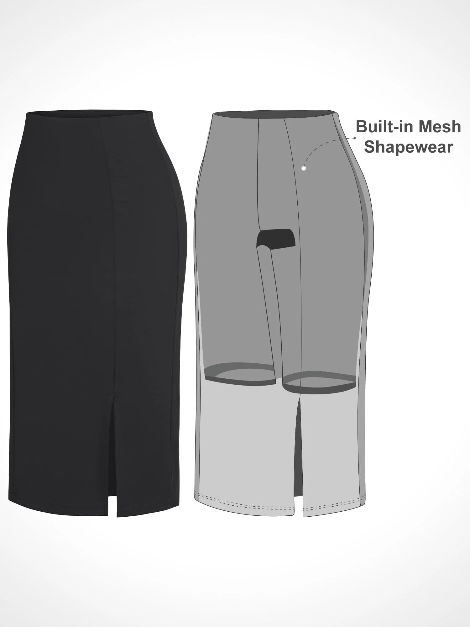 Built-In Shapewear Thong Bodysuits Or Split Midi Skirt - Image 31