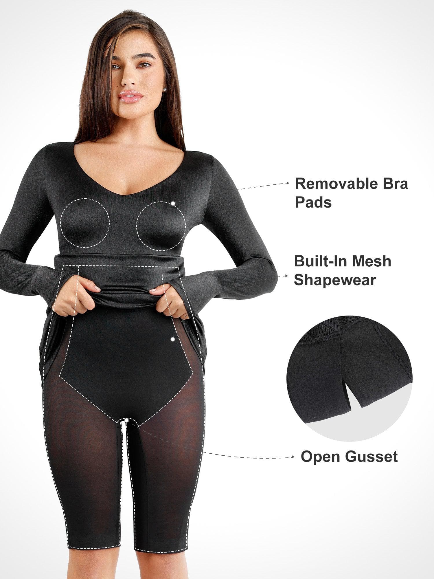 Shapewear Shine Long Sleeve Cut-Out Hourglass Maxi Dress - Image 3