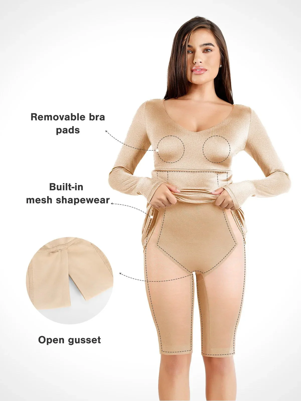 Shapewear Shine Long Sleeve Cut-Out Hourglass Maxi Dress - Image 9