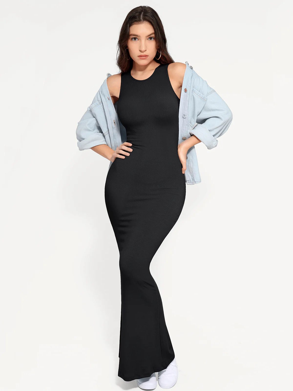Shapewear Modal Sleeveless Crew Neck Slimming Maxi Dress - Image 17
