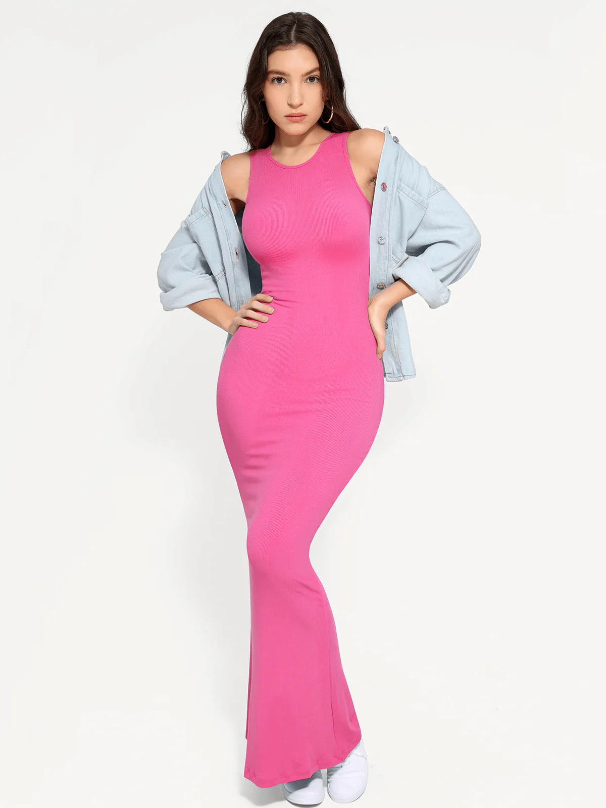 Shapewear Modal Sleeveless Crew Neck Slimming Maxi Dress - Image 23