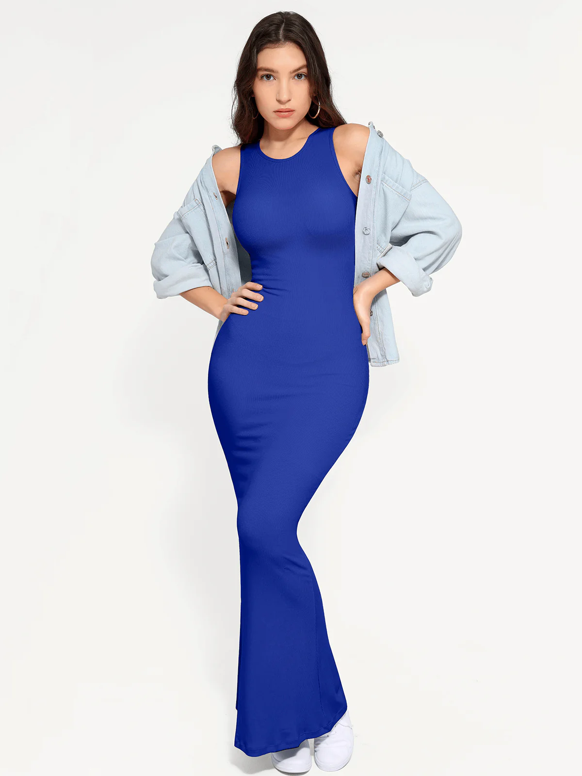Shapewear Modal Sleeveless Crew Neck Slimming Maxi Dress - Image 29