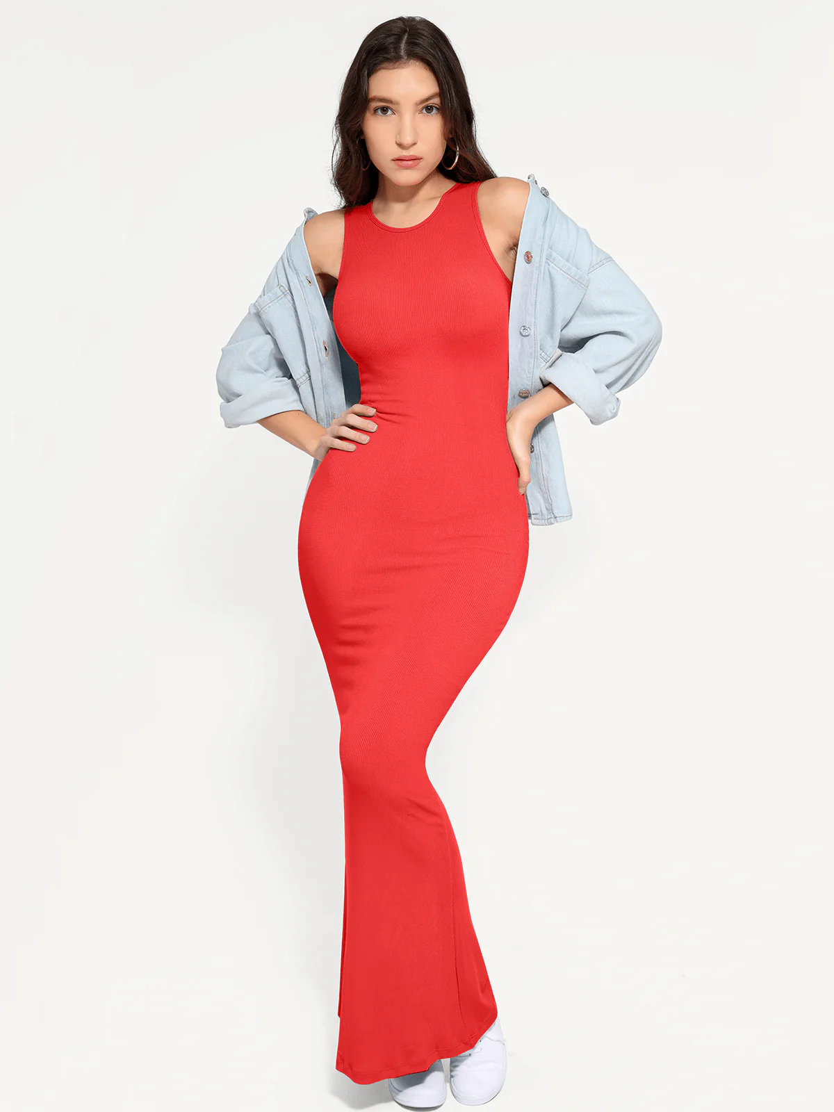 Shapewear Modal Sleeveless Crew Neck Slimming Maxi Dress - Image 34