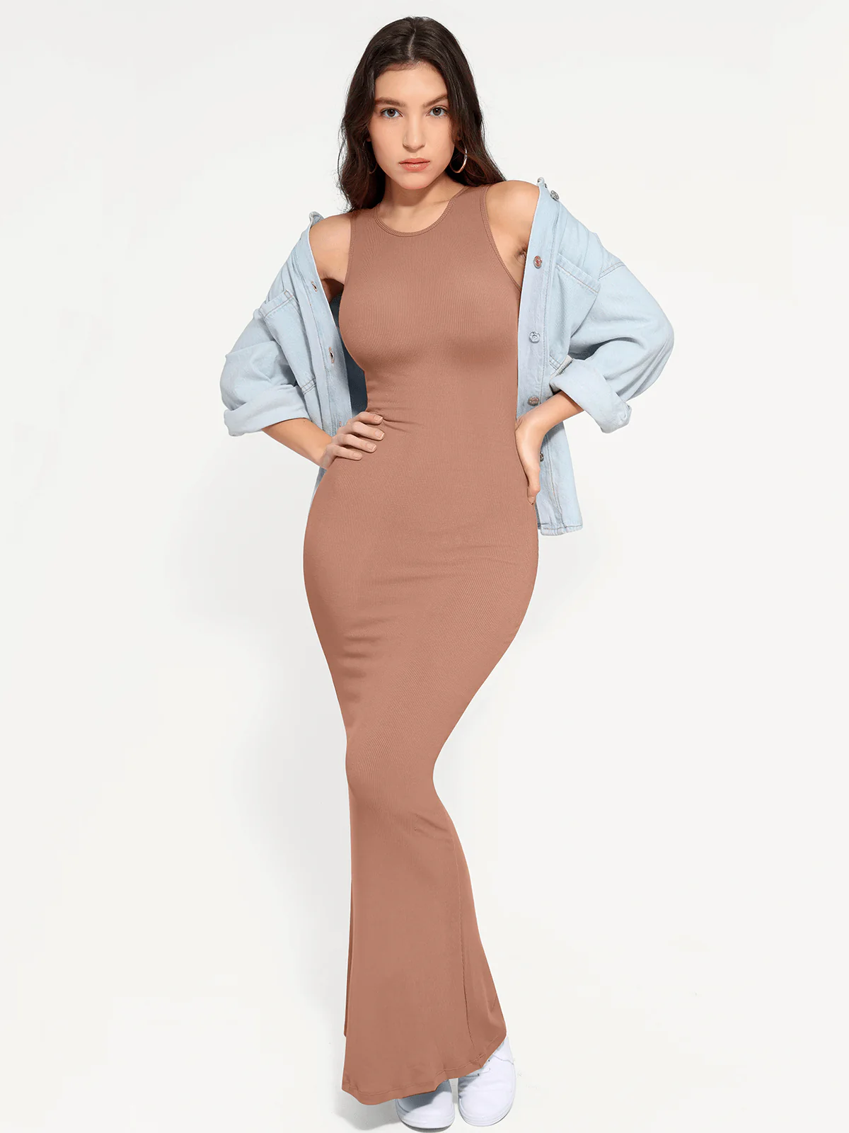 Shapewear Modal Sleeveless Crew Neck Slimming Maxi Dress - Image 4