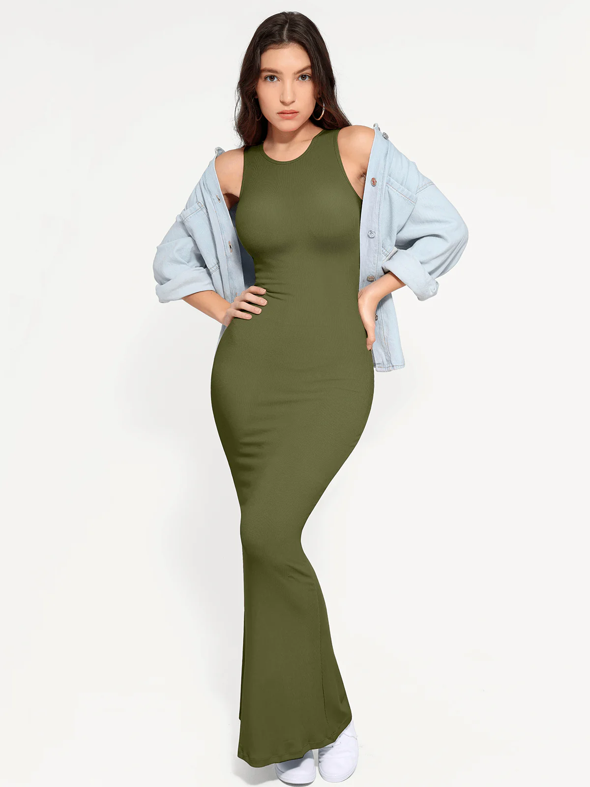 Shapewear Modal Sleeveless Crew Neck Slimming Maxi Dress - Image 44