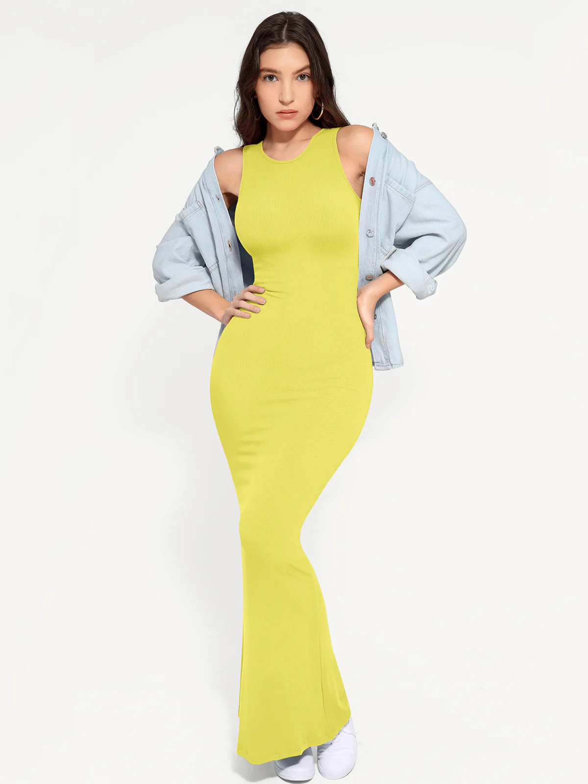 Shapewear Modal Sleeveless Crew Neck Slimming Maxi Dress - Image 49