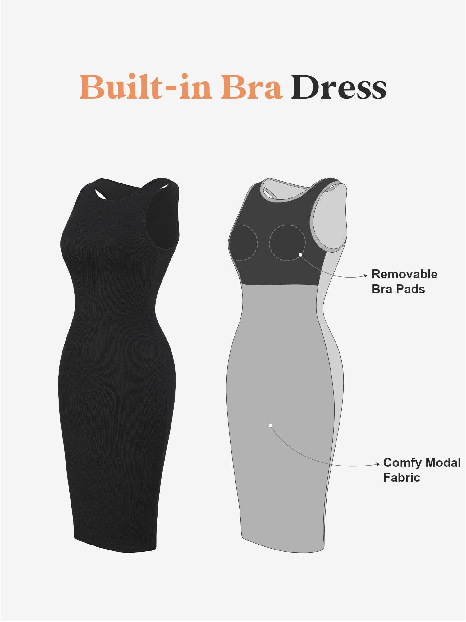 No Shaper Modal Sleeveless Crew Neck Midi Lounge Dress - Image 2