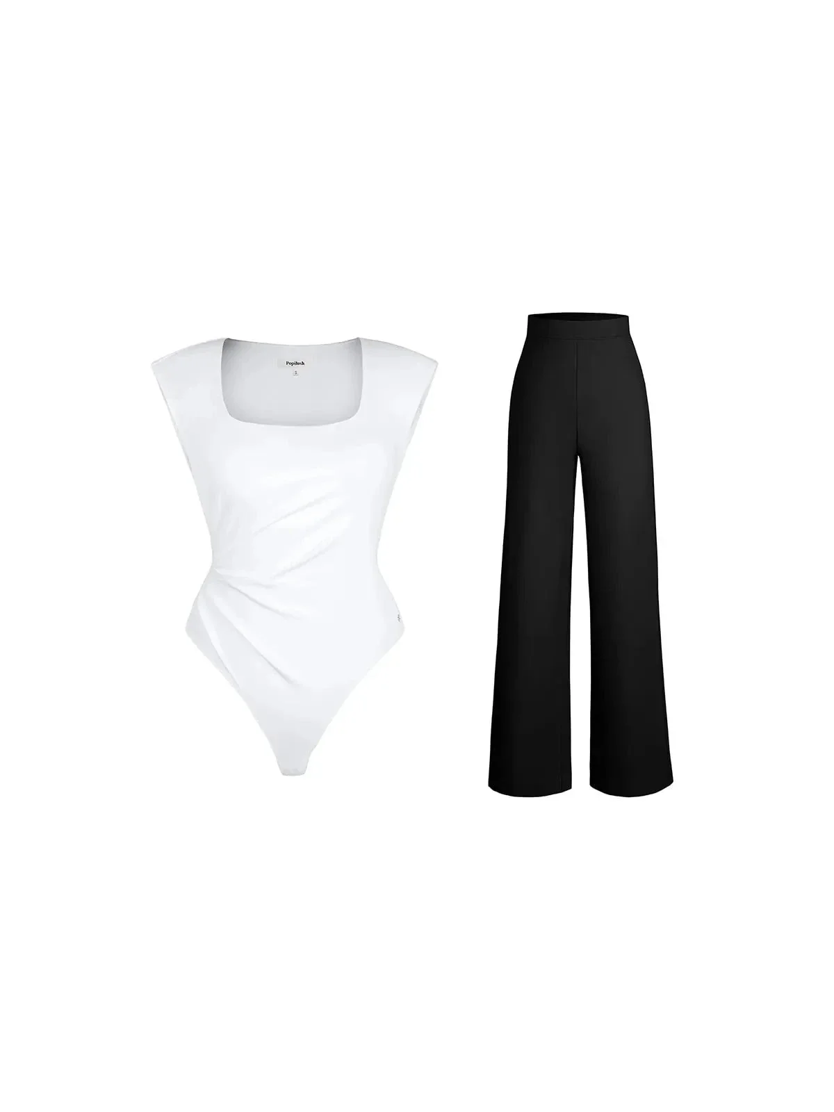 Day To Night Set Solid Sculpting Bodysuit Built-in Shapewear Pants