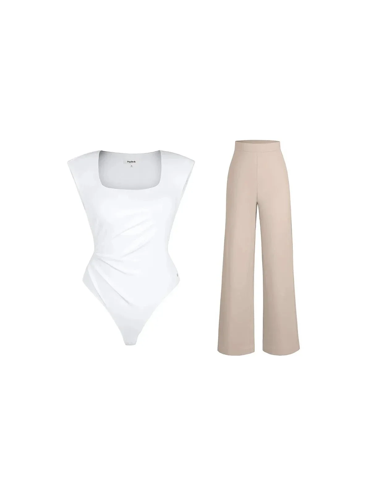 Day To Night Set Solid Sculpting Bodysuit Built-in Shapewear Pants - Image 4
