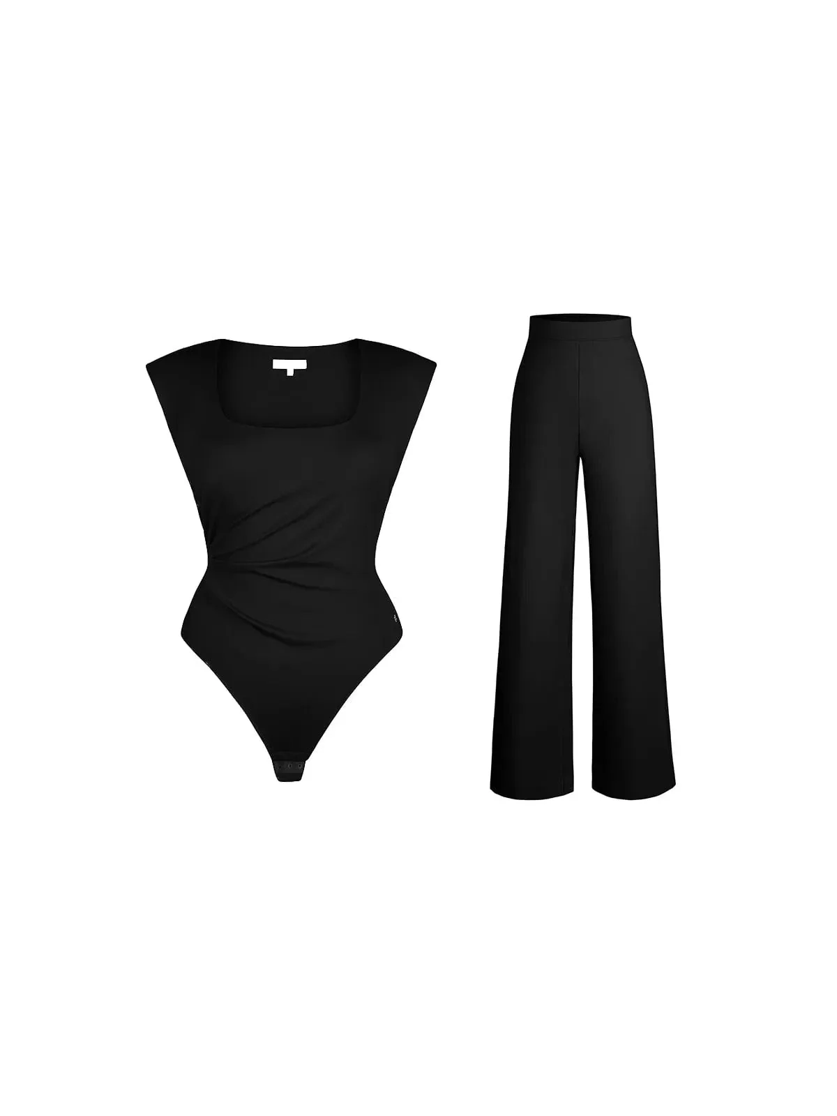 Day To Night Set Solid Sculpting Bodysuit Built-in Shapewear Pants - Image 6