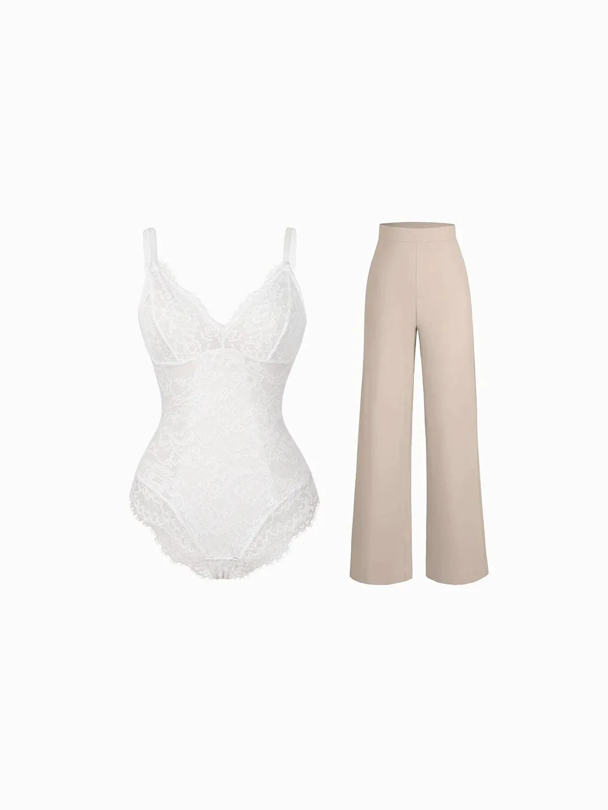 Day To Night Set Solid Sculpting Bodysuit Built-in Shapewear Pants - Image 8