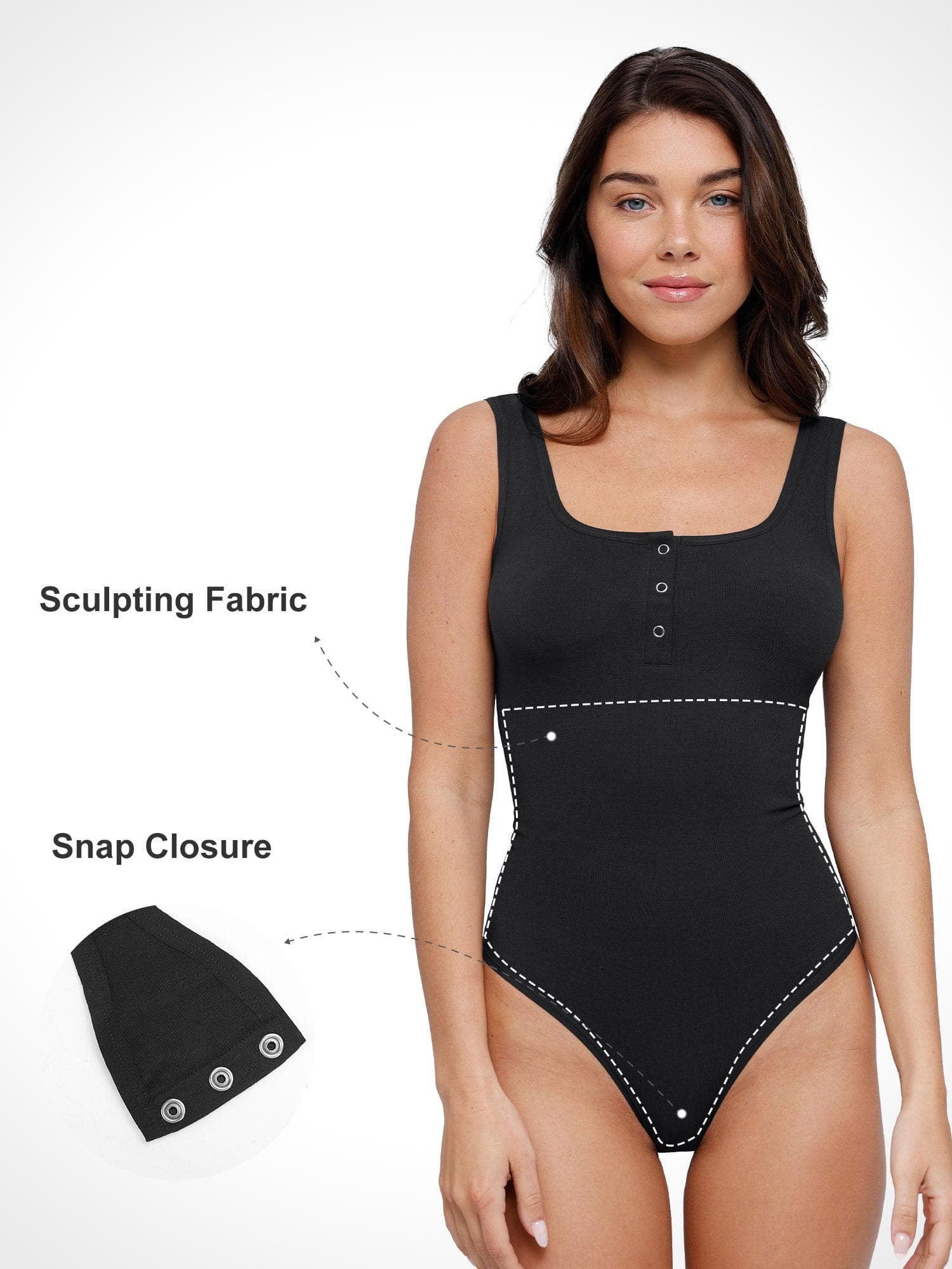 Shapewear Seamless Modal Henley Tank Bodysuit - Image 33