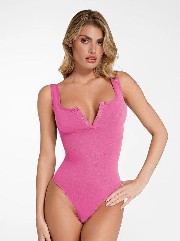 Day To Night Set Square Neck Tank Bodysuit Built-in Shapewear Pants - Image 25