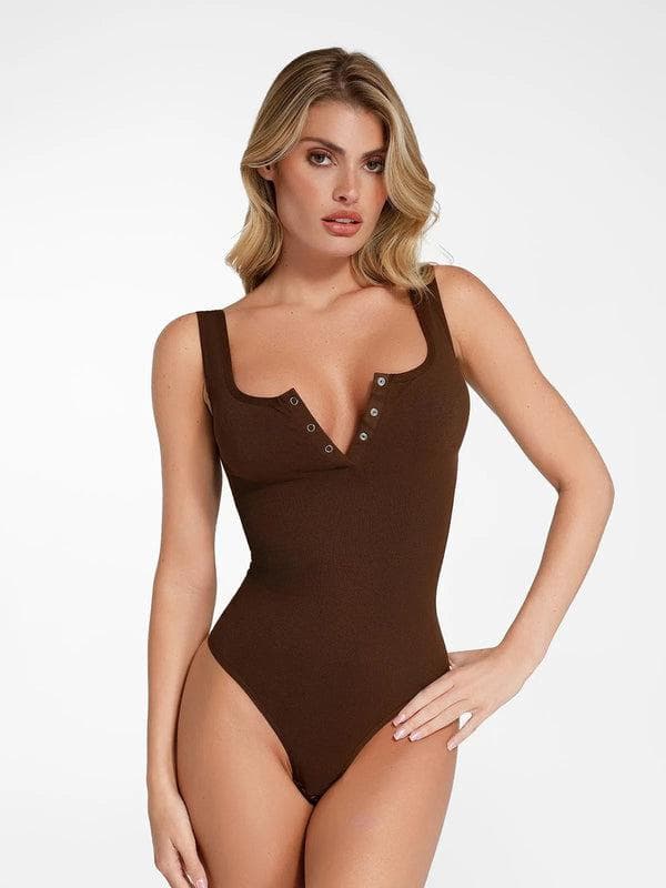Day To Night Set Square Neck Tank Bodysuit Built-in Shapewear Pants - Image 34