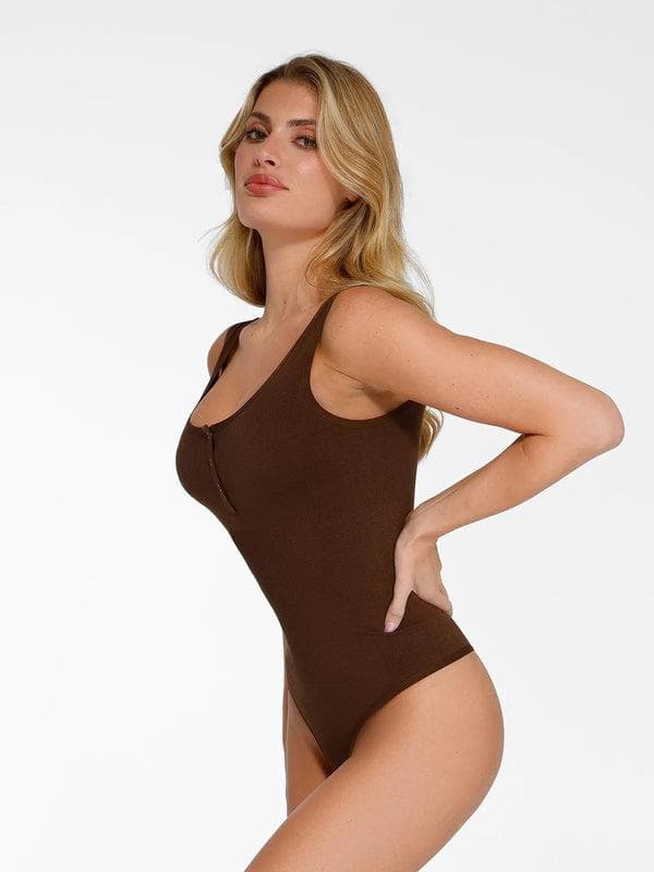 Day To Night Set Square Neck Tank Bodysuit Built-in Shapewear Pants - Image 36