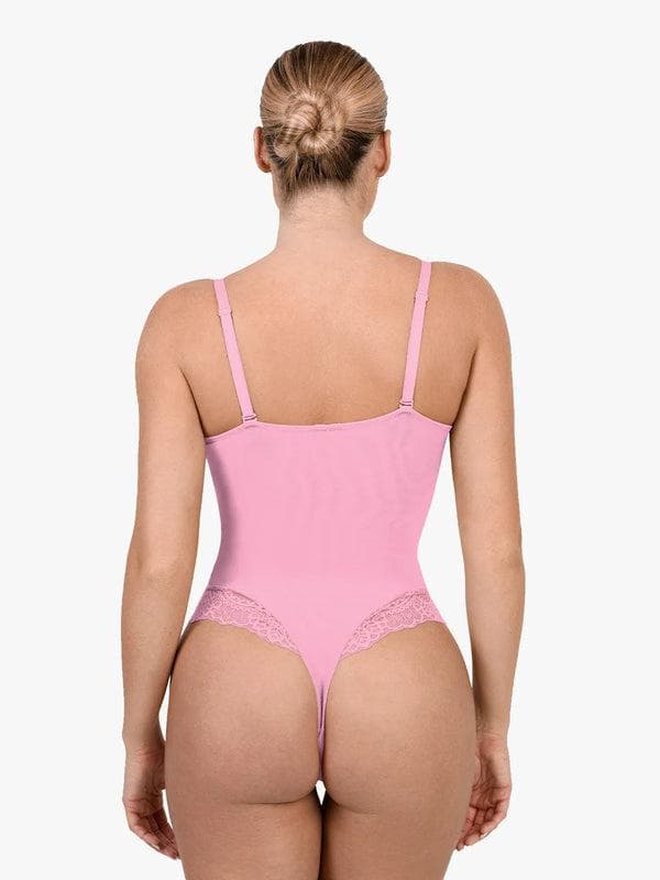 Shapewear Lace Deep V-Neck Sculpting Thong Bodysuit - Image 19