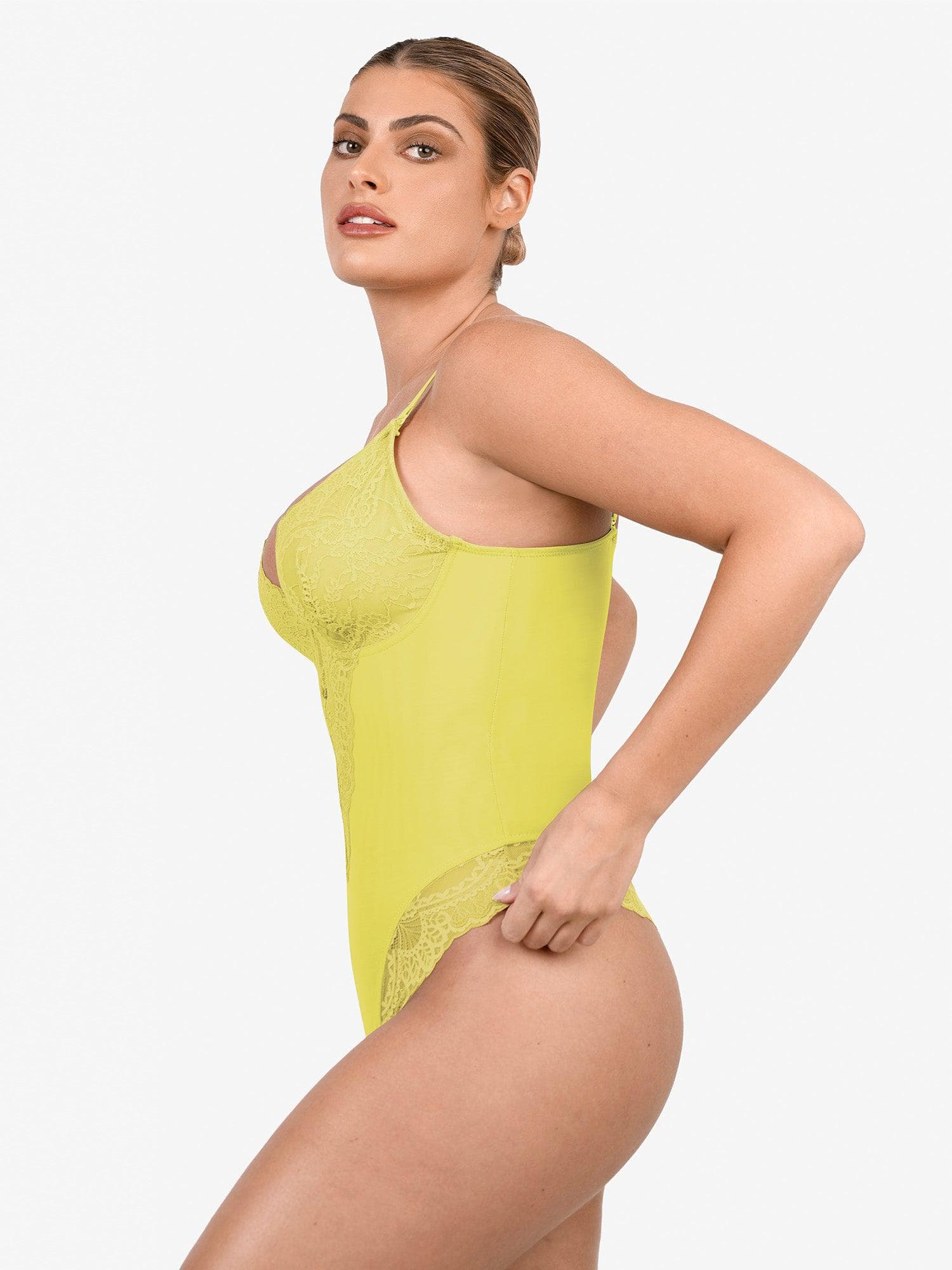 Shapewear Lace Deep V-Neck Sculpting Thong Bodysuit - Image 26