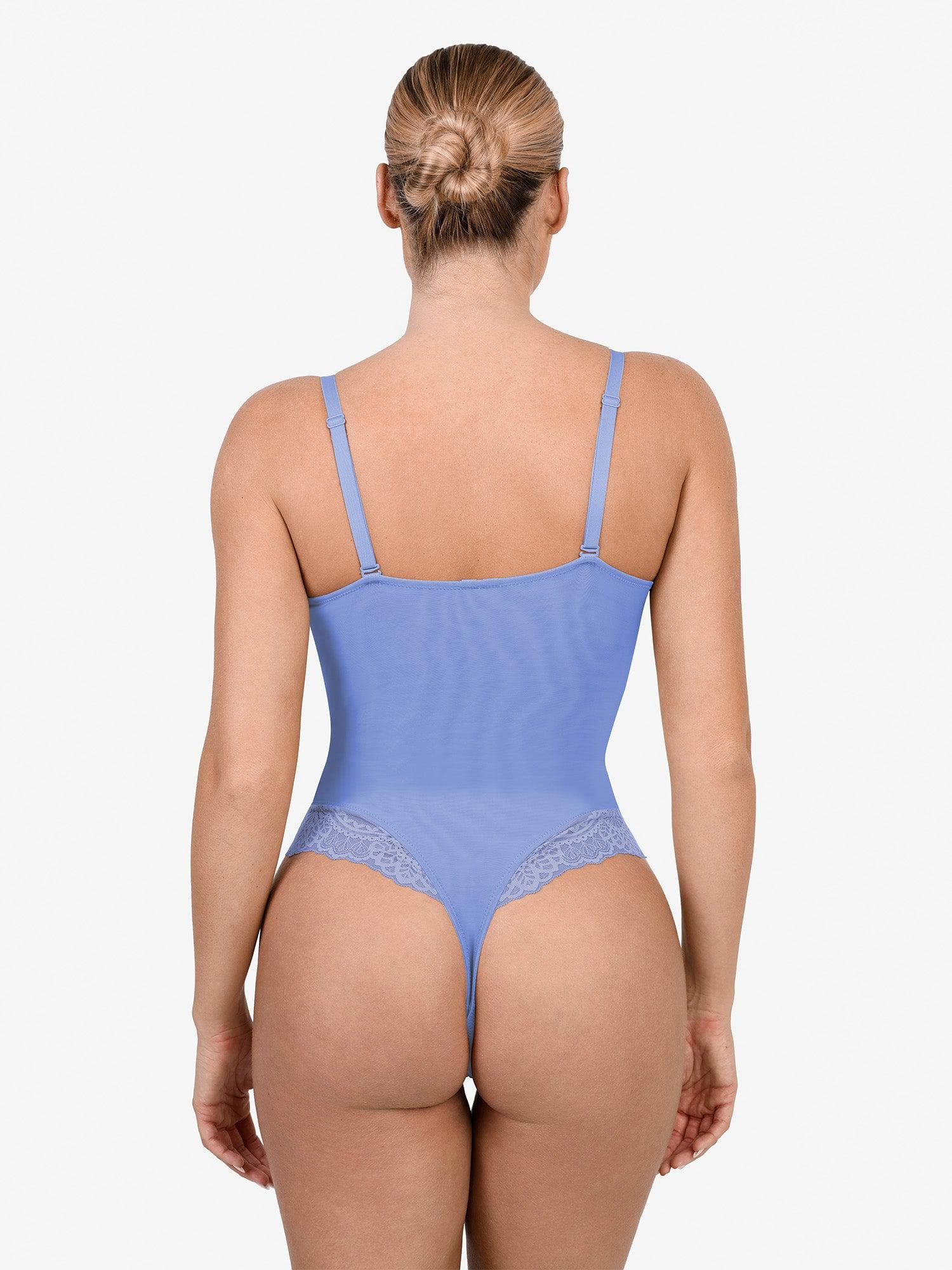 Shapewear Lace Deep V-Neck Sculpting Thong Bodysuit - Image 32