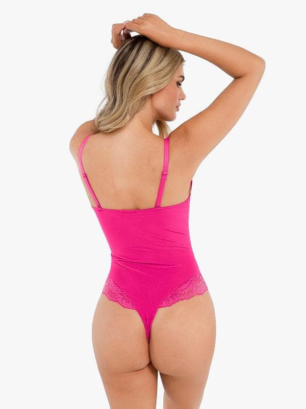 Shapewear Lace Deep V-Neck Sculpting Thong Bodysuit - Image 50