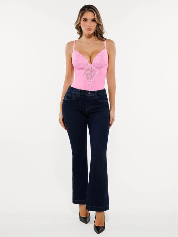 Shapewear Lace Deep V-Neck Sculpting Thong Bodysuit - Image 77