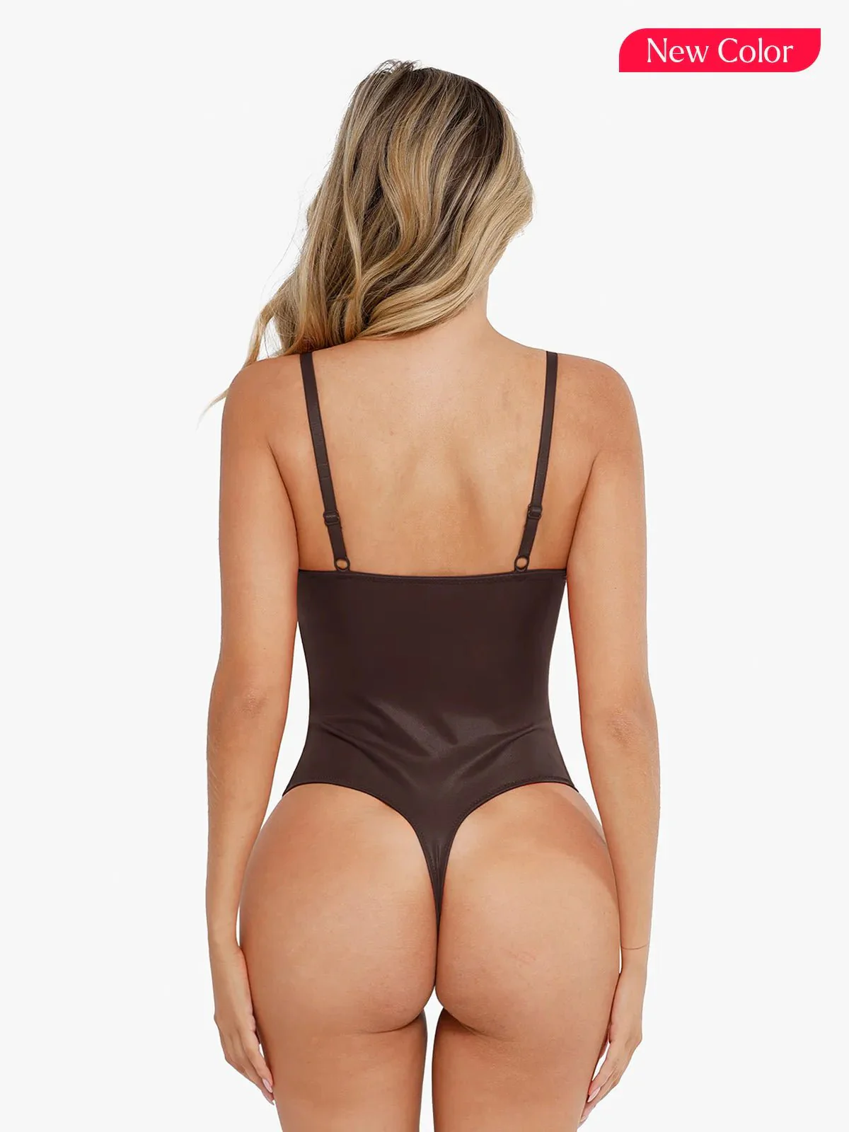 Shapewear Faux Leather Plunging V Sculpting Corset Bodysuit - Image 10