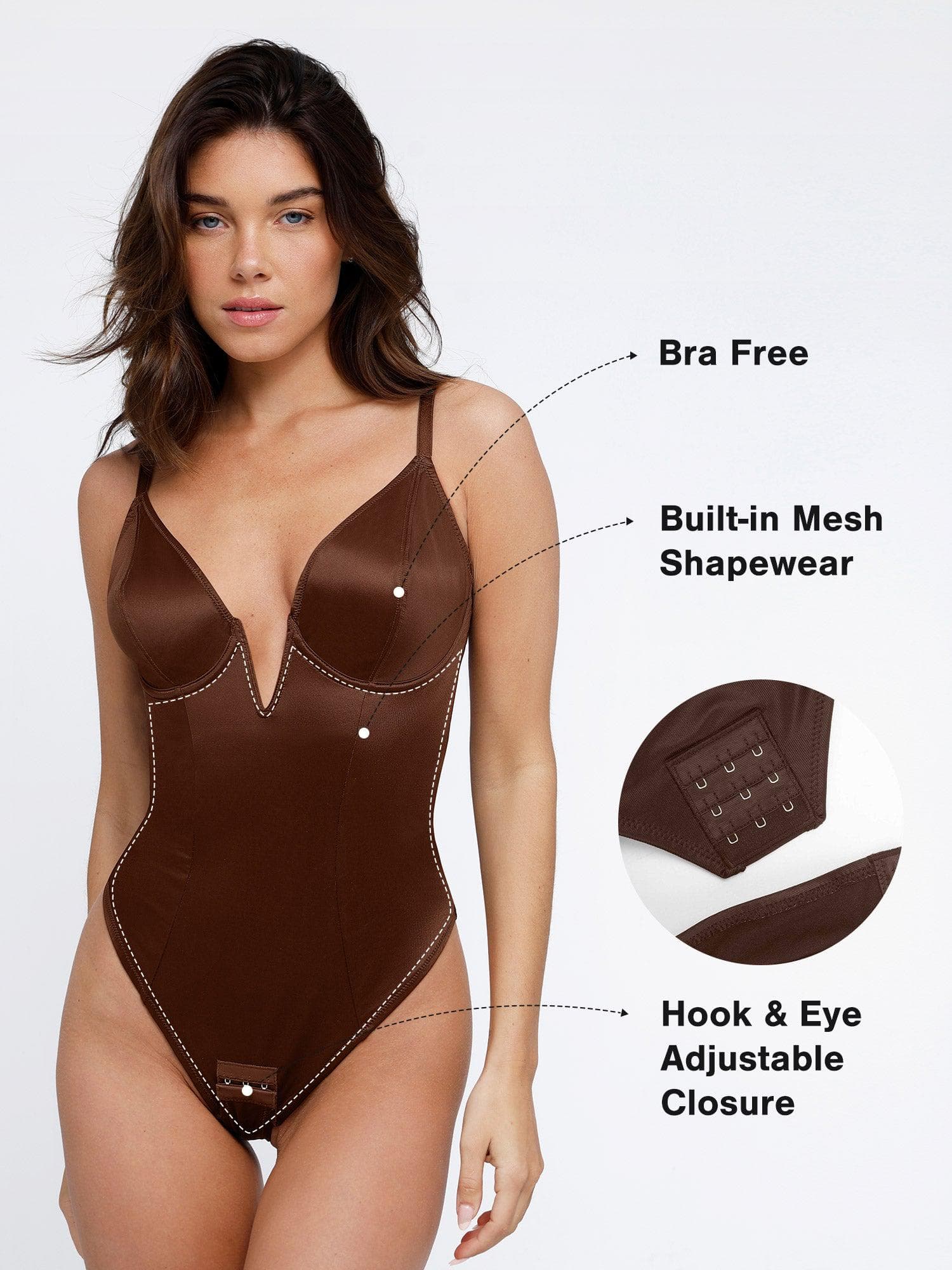 Shapewear Deep V-Neck Hourglass Thong Bodysuit - Image 10