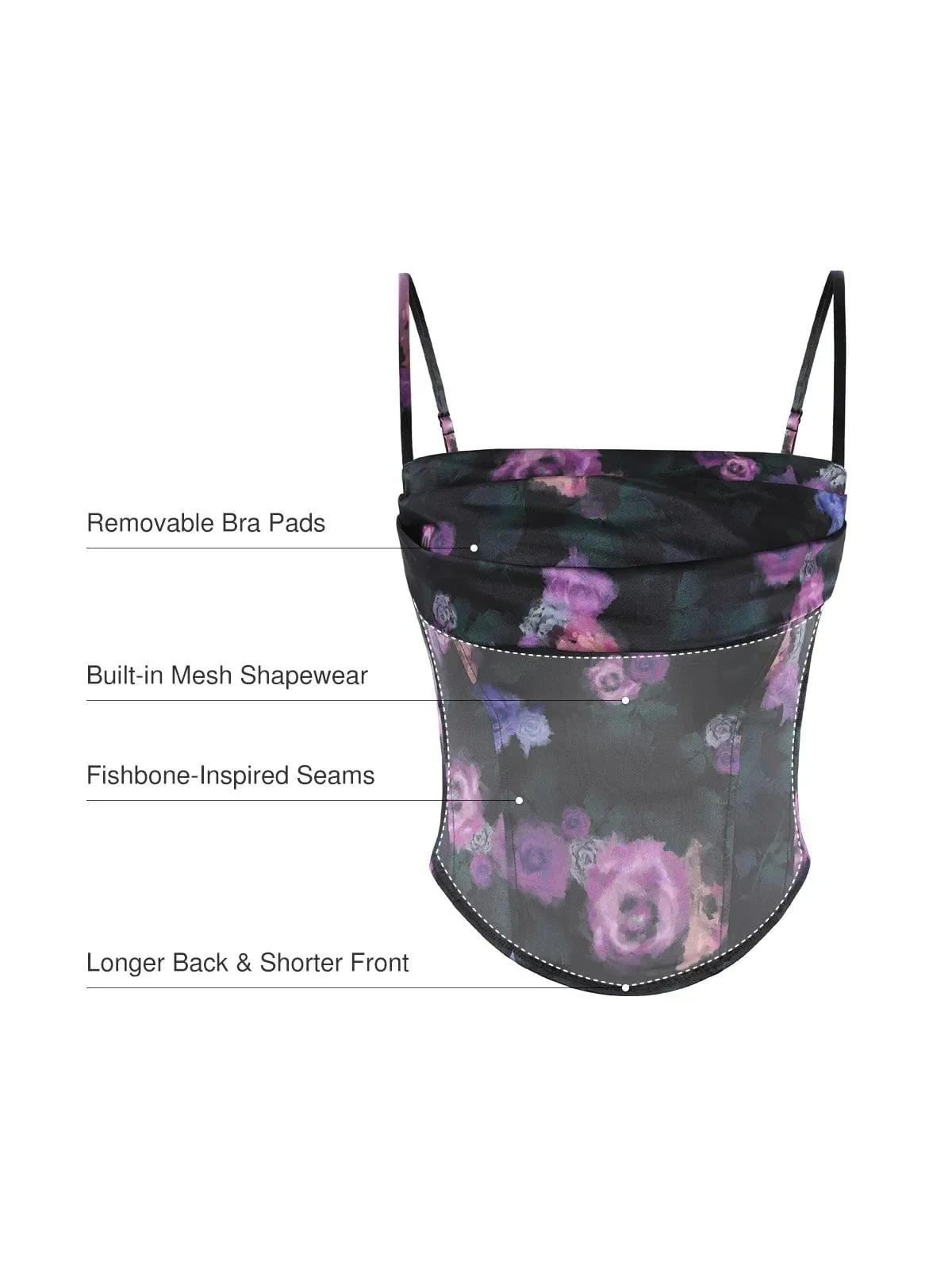 Draped Sculpting Floral-Print Camisole Top - Image 3