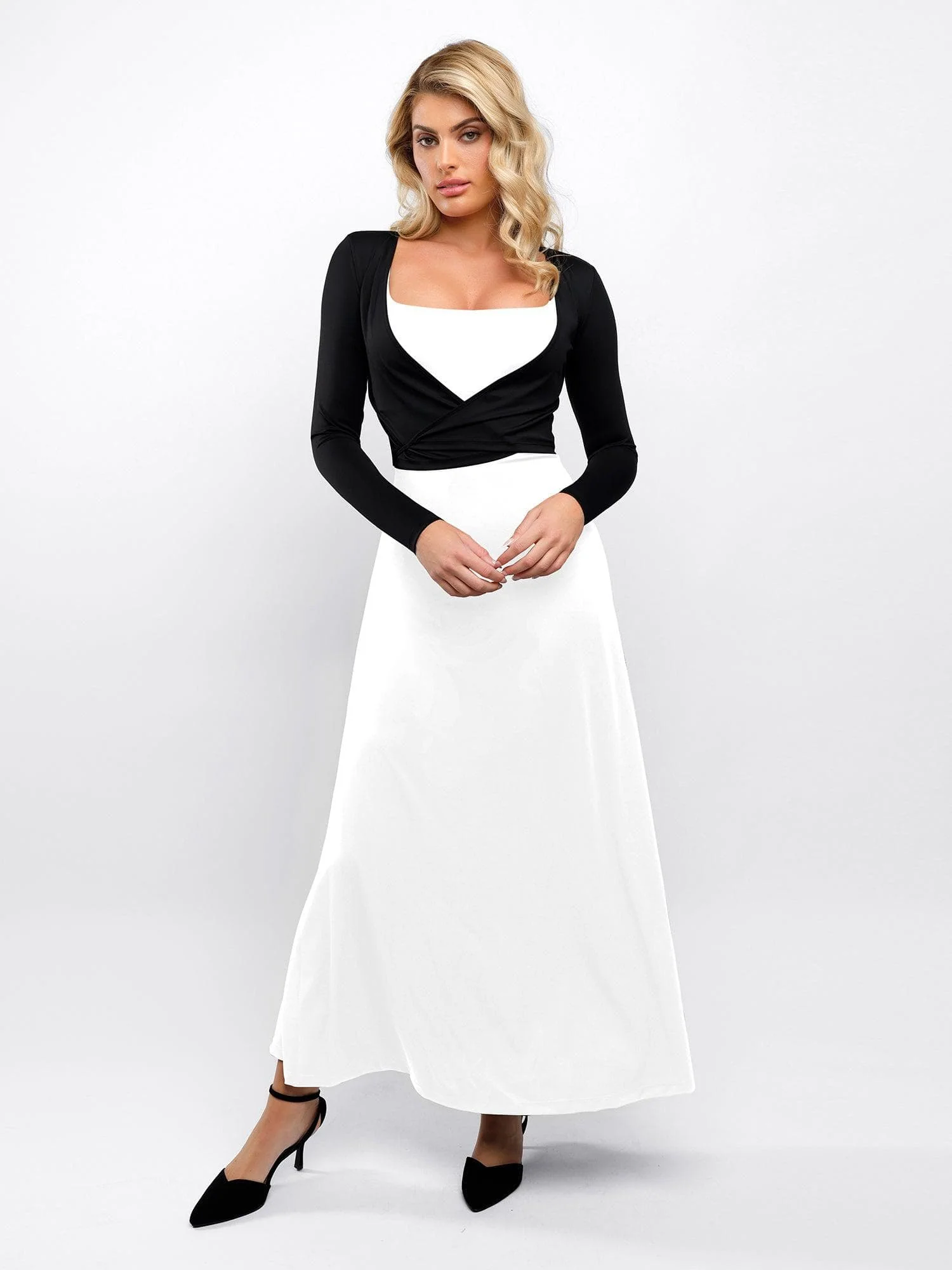 Two-Way Long Sleeve Ballet Wrap Cardigan - Image 5
