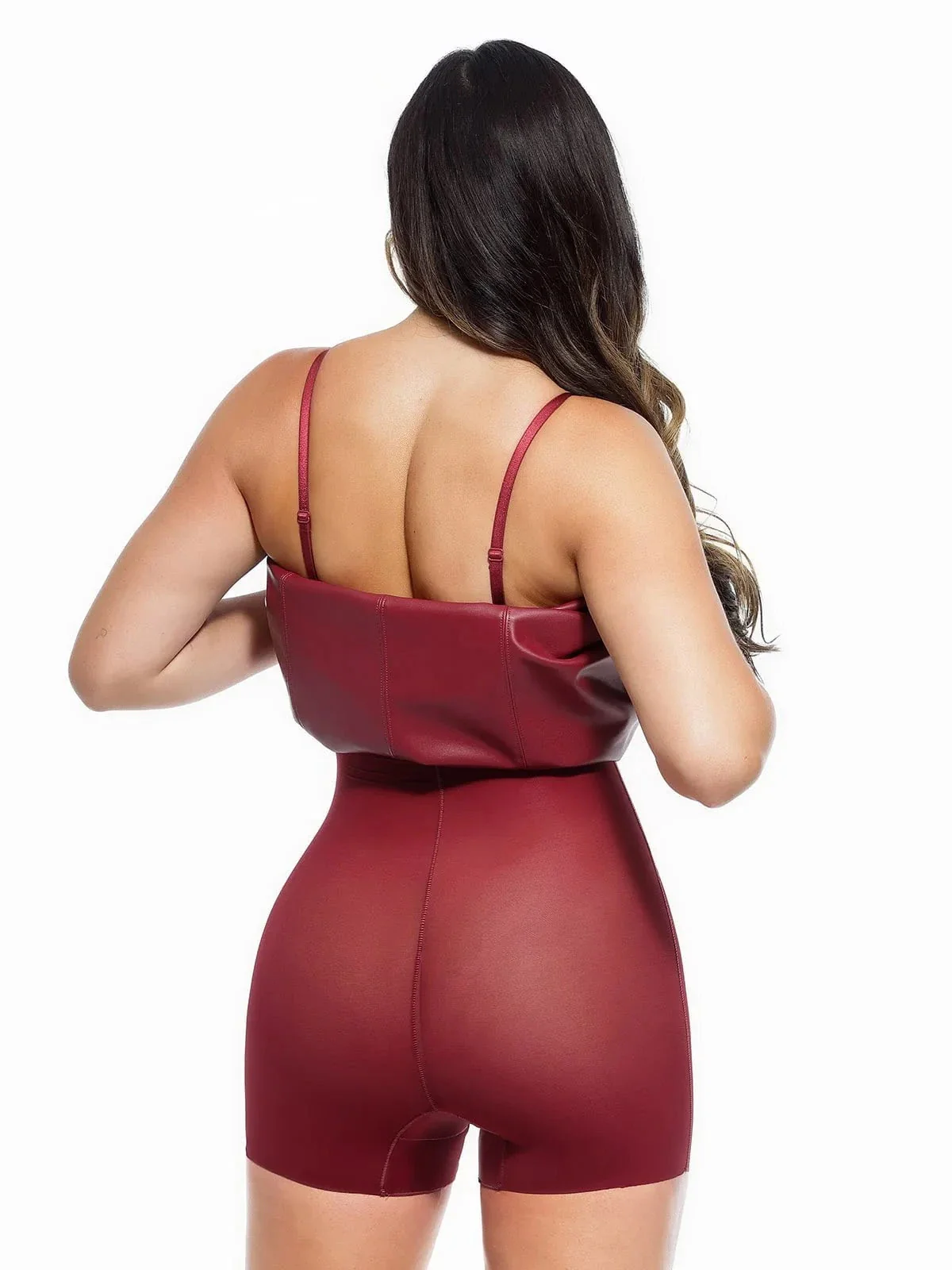 Dual-Wear Sculpting Faux Leather Dress - Image 25